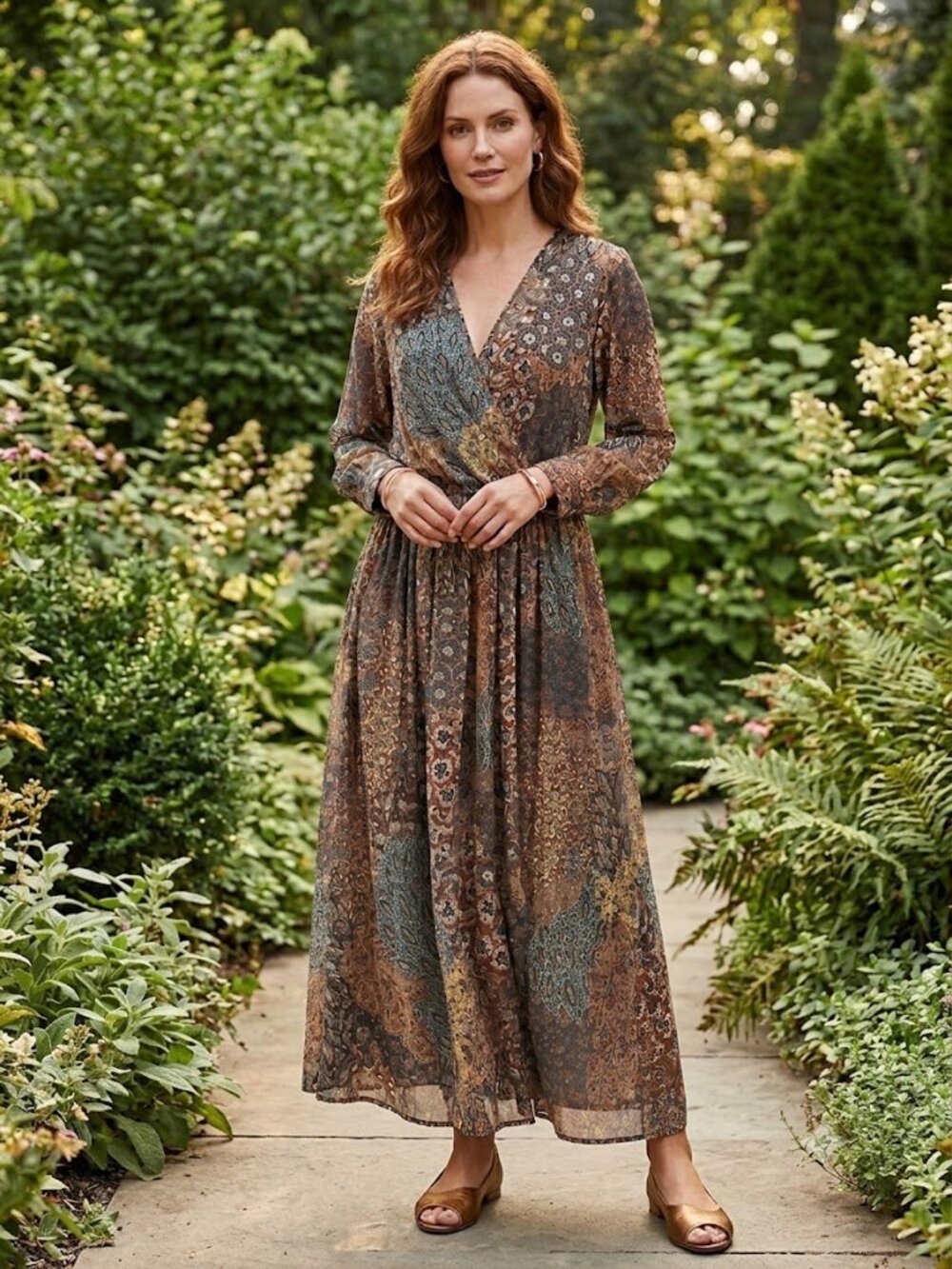 Kate and Lily Floral Paisley Boho Maxi Dress 14W